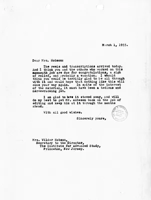 Letter from Barbara Evans to Verna Hobson
