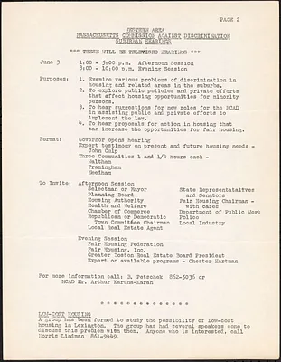 Western Area Massachusetts Commission Against Discrimination Suburban Hearings, page 2