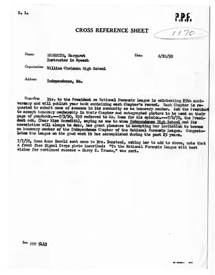 Cross Reference Memorandum