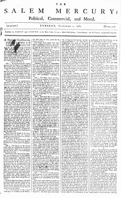 The Salem Mercury: Political, Commercial, and Moral