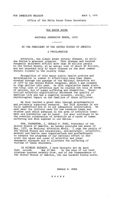 National Arthritis Month, 1975 [Proclamation]