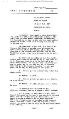 Press Secretary Briefings, 9/30/74