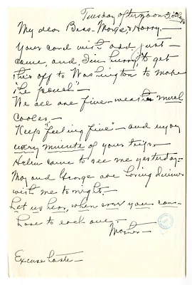 Letter from Madge Gates Wallace to Bess W. Truman