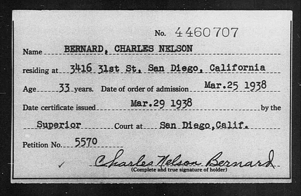 Bernard, Charles Nelson - 1938