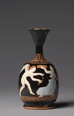 Red-Figure Squat Lekythos (Oil Vessel): Eros and Woman