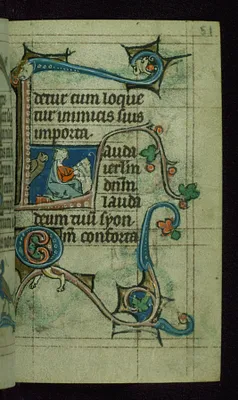 Leaf from Book of Hours: None from Hours of the Virgin, Initial L with John the Evangelist