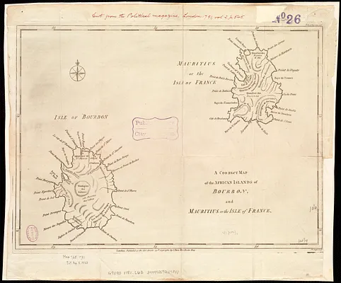 A correct map of the African islands of Bourbon, and Mauritius or the Isle of France