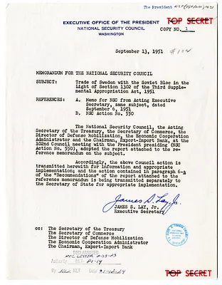 Memorandum from James S. Lay, Jr. to the National Security Council