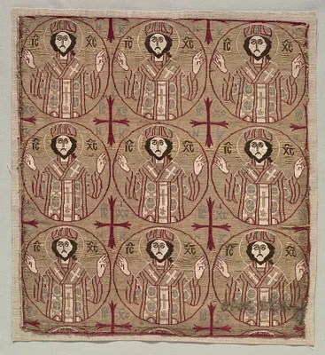 Lampas with roundels of the image of Christ in benedictory pose