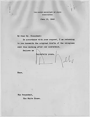 Sumner Welles to Franklin D. Roosevelt