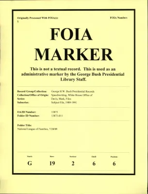 National League of Families 7/28/89 [OA 8749]