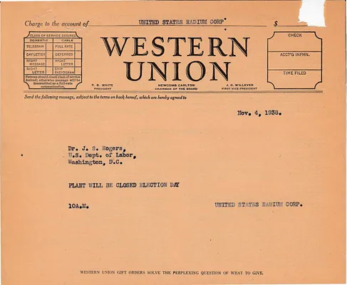 Telegram to J.S. Rogers, November 4, 1938