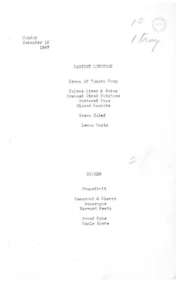 White House Luncheon and Dinner Menu