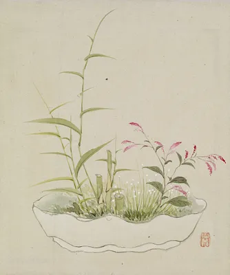 Leaf from Album Depicting Birds, Flowers, Landscapes, and Flower Pots