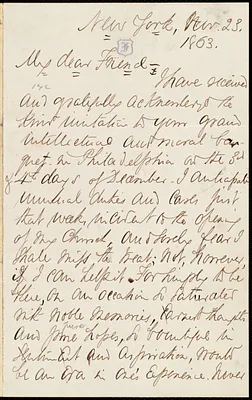 Letter from Octavius Brooks Frothingham, New York, to William Lloyd Garrison, Nov. 23, 1863