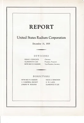 Report, December 31, 1935