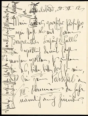 Muck, Mrs. Anita autograph letter signed to Hugo Münsterberg, Karlsbad, 30 June 1912