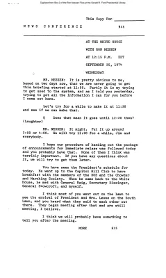 Press Secretary Briefings, 9/25/74