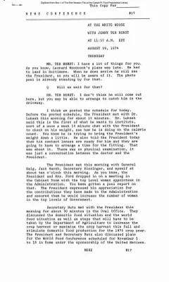 Press Secretary Briefings, 8/29/74