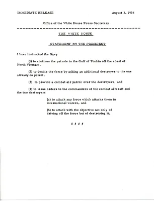 Press Release Following the First Tonkin Gulf Incident