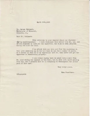 Letters Sent to Dr. Herman Schlundt, April 29, 1932