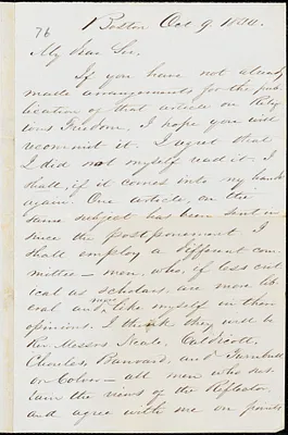 Letter from Hiram A. Graves, Boston, [Massachusetts], to Amos Augustus Phelps, 1844 Oct[ober] 9