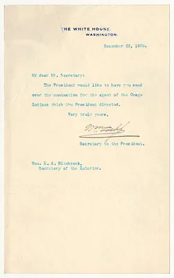 Letter from William Loeb, Jr. to E. A. Hitchcock