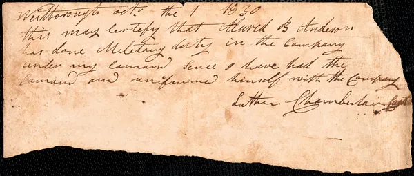 Certification of Military Duty, 1830