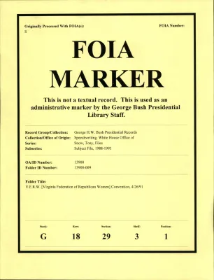 V.F.R.W. [Virginia Federation of Republican Women] Convention, 4/26/91