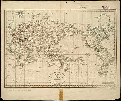 Chart of the world according to Mercators projection, shewing the tracks & discoveries of Captn. Cook