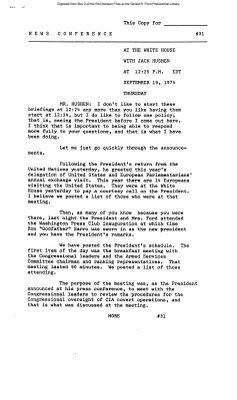 Press Secretary Briefings, 9/19/74