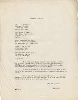 Letters Sent to E.A. Markley, Burton E. Emory, Chas. Stockdell Gray, Edwin F. Smith, Mr. Pesinger [Geo. W. Pesinger], February 19, 1931