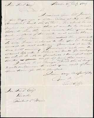 George Coffin to Ira Fish, 30 July 1839