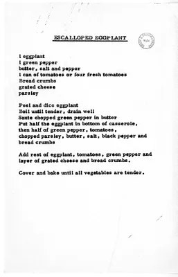 Recipe for Escalloped Eggplant