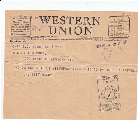 Telegram, July 6, 1927