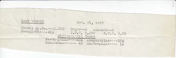 Lab Results, October 21, 1947
