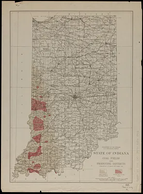 State of Indiana coal fields and producing districts
