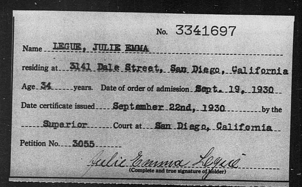 Legue, Julie Emma - 1930