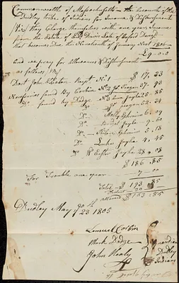 Accounts of Guardians of the Dudley Indians 1805