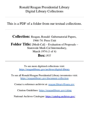 [Medi-Cal] - Evaluation of Proposals - Statewide Medi-Cal Intermediary, March 1974 (1 of 4)