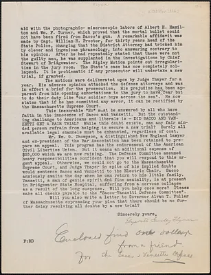 Elizabeth Gurley Flynn typed letter signed (circular, incomplete), [Boston, Mass.?, October-November 1924]