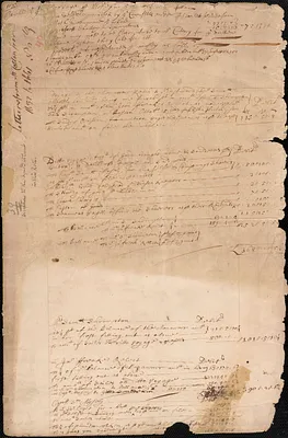 A leaf from a 17th-century account book, apparently used only as a wrapper