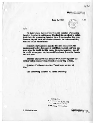 Memoranda of Telephone Conversations with Secretary of State Dean Acheson, Senator Joseph O'Mahoney, George Smathers, and Burnet Maybank