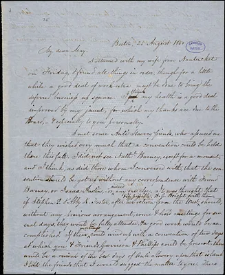 Letter from Robert Folger Wallcut, Boston, [Massachusetts], to Samuel May, 1850 August 25