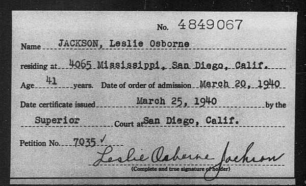 Jackson, Leslie Osborne - 1940