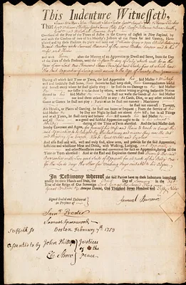 William Gray indentured to apprentice with Samuel Barnard of Boston, 3 January 1759