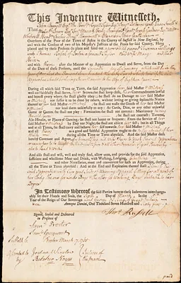 Susanna Follings indentured to apprentice with Thomas Russell of Boston, 6 March 1765