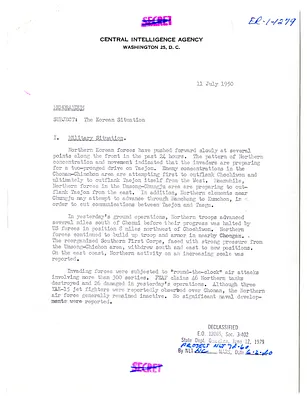 Memorandum from R. H. Hillenkoetter, Korean Situation