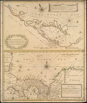 A draft of the Golden & adjacent Islands, with part of ye Isthmus of Darien as it was taken by Capt. Ienefer where ye Scots West-India Company were setteled