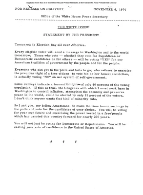 Statement from the President encouraging citizens to vote [Ford Speech or Statement]